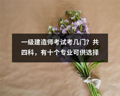 一级建造师考试考几门？共四科，有十个专业可供选择